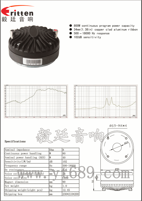 1.38寸40瓦舞臺音箱全頻喇叭